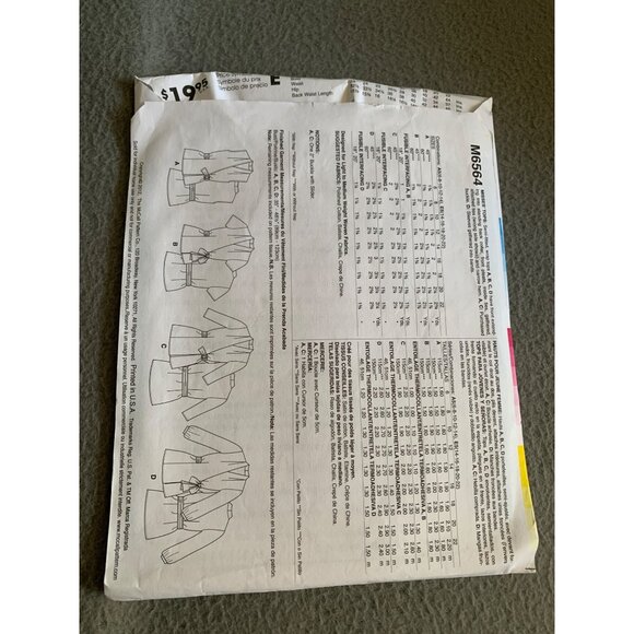 McCalls M6564 Misses Tops Sewing Pattern Sizes 6-14 2012 - Picture 2 of 2